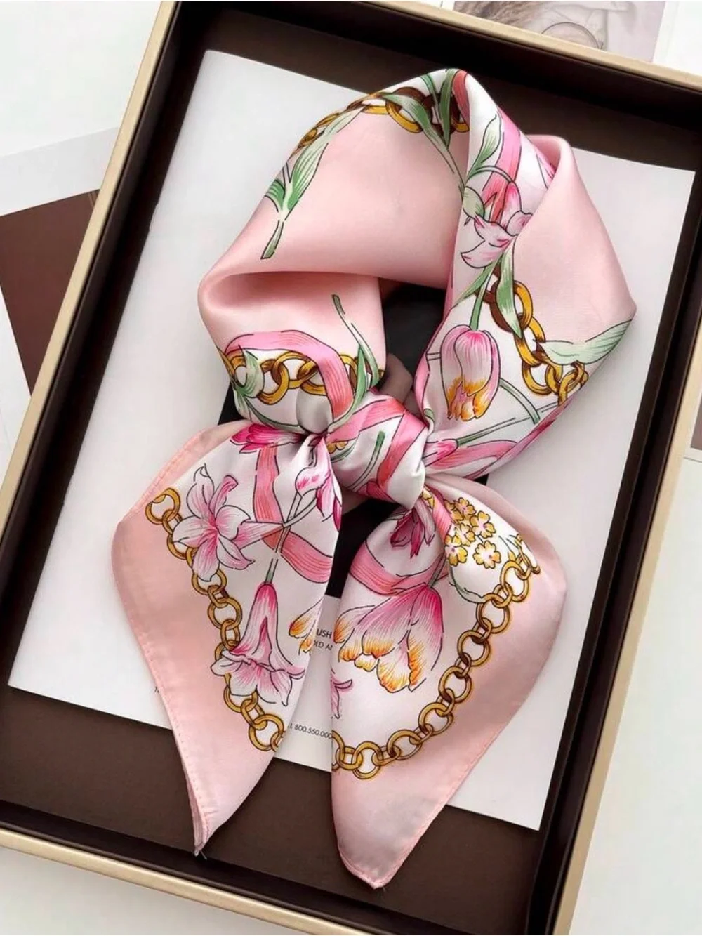 Pink Floral Chain Print Scarf M801
